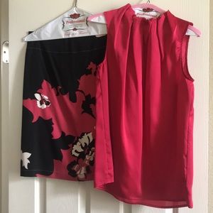 Tahari Skirt with a matching pink tank